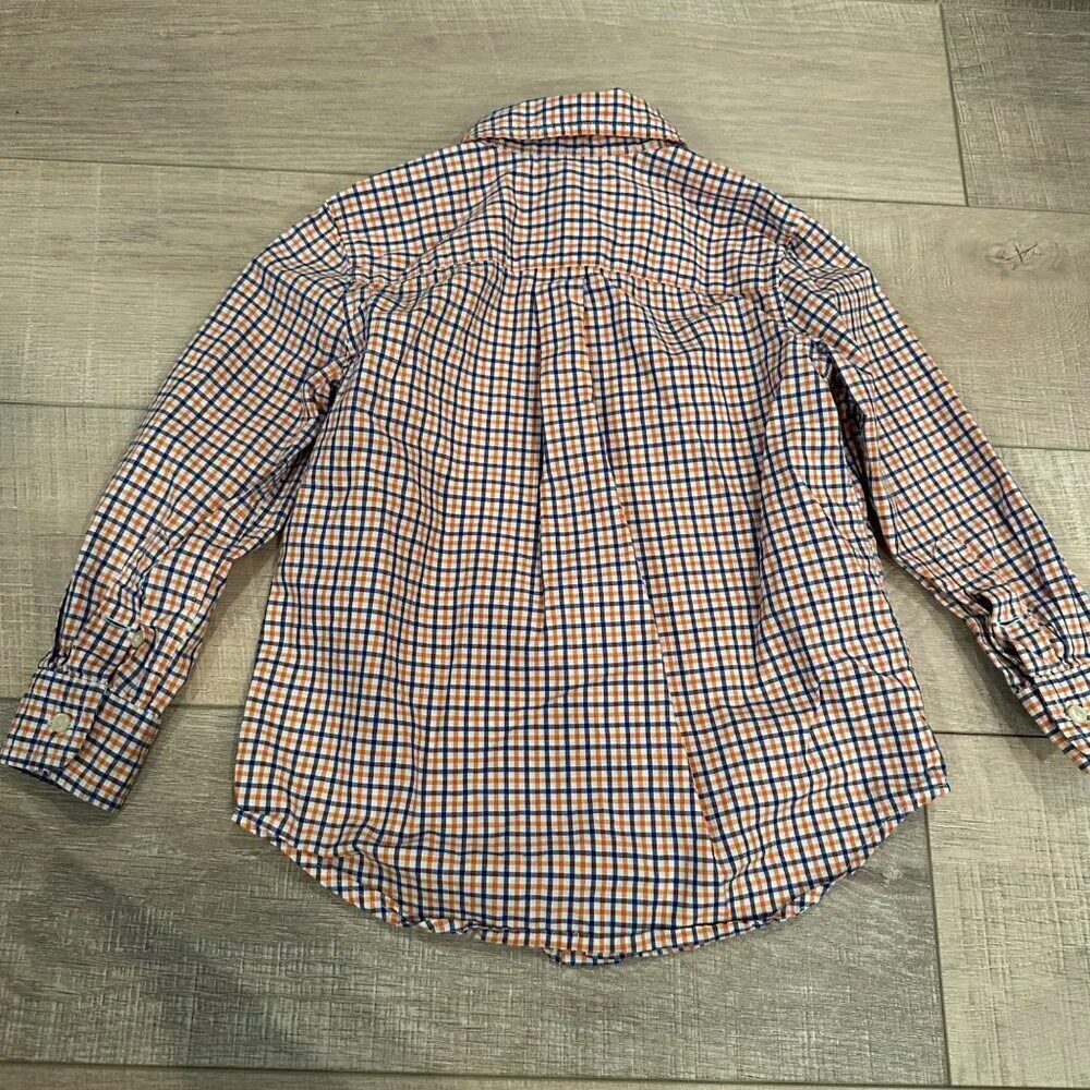 RALPH LAUREN BOYS ORANGE AND BLUE LONG SLEEVE BUTTON UP SHIRT SIZE 4